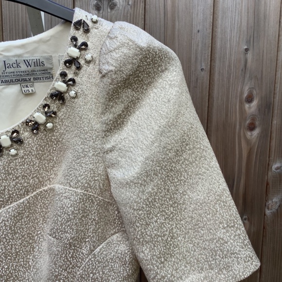 Cute and Pretty Cream Coloured Jack Wills Embellished Dress: Size UK-12 US - 8 - Picture 9 of 16